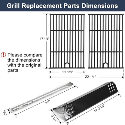 Criditpid Grill Replacement Parts for Nexgrill 720-0925P 720-0925, Cast Iron Grill Grates, Heat Plates Shields, Burner Tubes & Igniter Kit for Nexgrill 720-0925P 4 Burner Gas Grill.