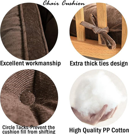 Tiita Patio Chair Pads Cushions 18x18 Inch, Seat Cushion Pillows with Ties for Indoor/Outdoor Kitchen Dining Chairs Set of 2, Coffee