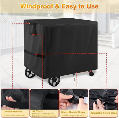 Pizza Oven Cart Table Cover, Outdoor Grill Table Cover for BBQMall Pizza Oven Cart, Universal Waterproof Patio BBQ Grill Cart Stand Cover, Prep Table Covers for Keter Unity-51 x 25 x 31 Inch