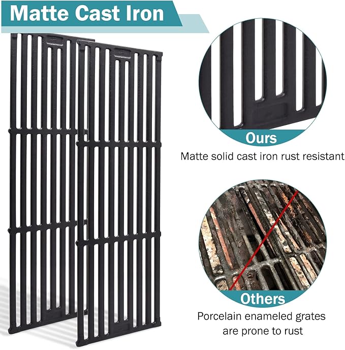 Criditpid Grill Grates for Char Griller 5050, 3001, 2121, 5650, 5072, 2123, 2828, 3072, 3030, 3008, 4000, 19 3/4" Cast Iron Cooking Grate Replacement Parts for Chargriller 5050, King Griller, 4-Pack