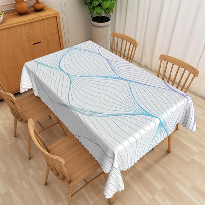 Blue Violet Striped Tablecloth Waterproof Abstract Modern Wave Stripes Washable Wrinkle Free Spill Proof Decorative Table Cover for Dining Table Farmhouse Kitchen Restaurant 60x120 Inch