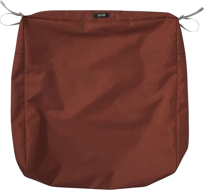 Classic Accessories Ravenna Water-Resistant 25 x 25 x 5 Inch Square Patio Seat Cushion Slip Cover & Foam, Spice, Lounge Chair Cushion