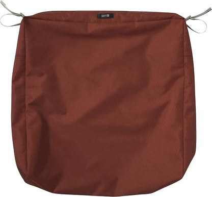 Classic Accessories Ravenna Water-Resistant 25 x 25 x 5 Inch Square Patio Seat Cushion Slip Cover & Foam, Spice, Lounge Chair Cushion