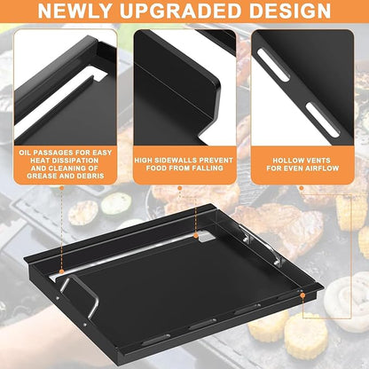 Full Size Griddle for Weber GS4 Spirit II & I E210 E220 S210 S220,Spirit 2 Grill Parts Grill Flat Top Insert w/Handles, 7637 64815 6702 Replacement Parts for Weber Spirit 2 Griddle Insert,Carbon Steel