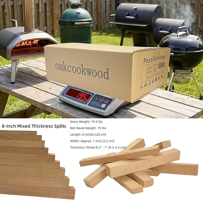 Pizza Oven Wood 19 Lbs Kiln-Dried Cherry Wood 8 Inch Mini Barkless Cooking Logs for Pizza Ovens, Grills & Smokers, Fits Ooni, Gozney, Solo Stove, for Camping, Fire Pits & Bonfires