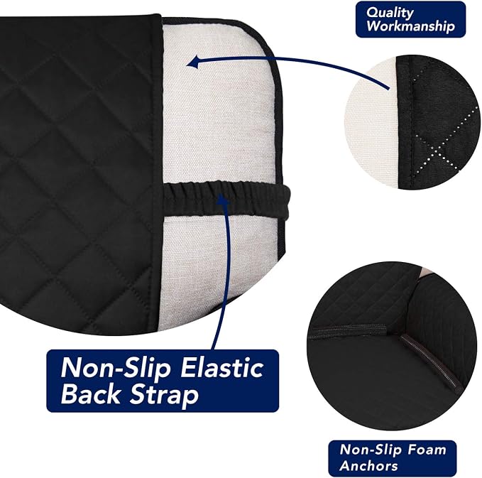 PureFit Reversible Quilted Couch Covers for Dogs Loveseat Sofa Cover 46.5” | Black/Beige, Water Resistant Couch Protector, Washable Pet Couch Cover with Non Slip and Elastic Straps For Kids