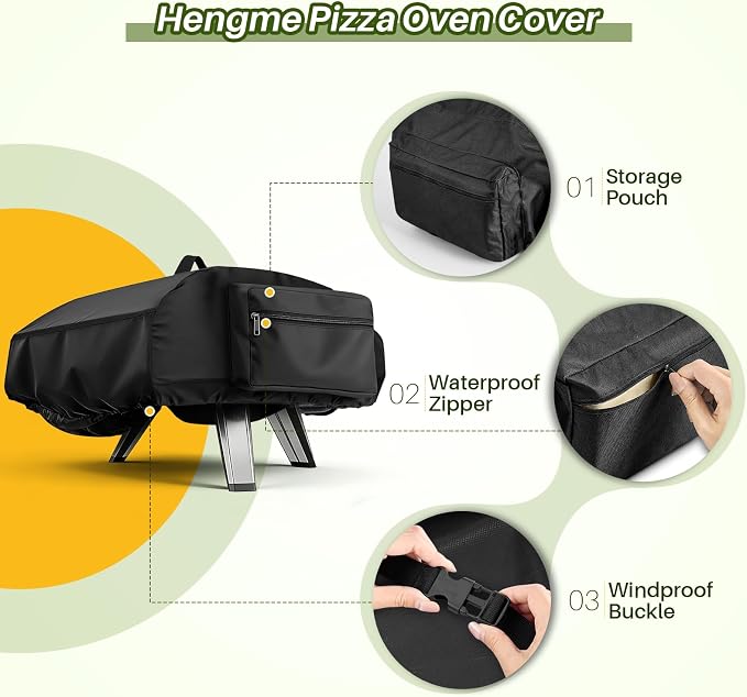 Pizza Oven Cover for Ooni 2 Pro 18" Gas Pizza Oven | Outdoor Accessory Fits 18" Gas Propane Powered Pizza Ovens, Weatherproof Waterproof 600D Heavy Duty Protective Cover