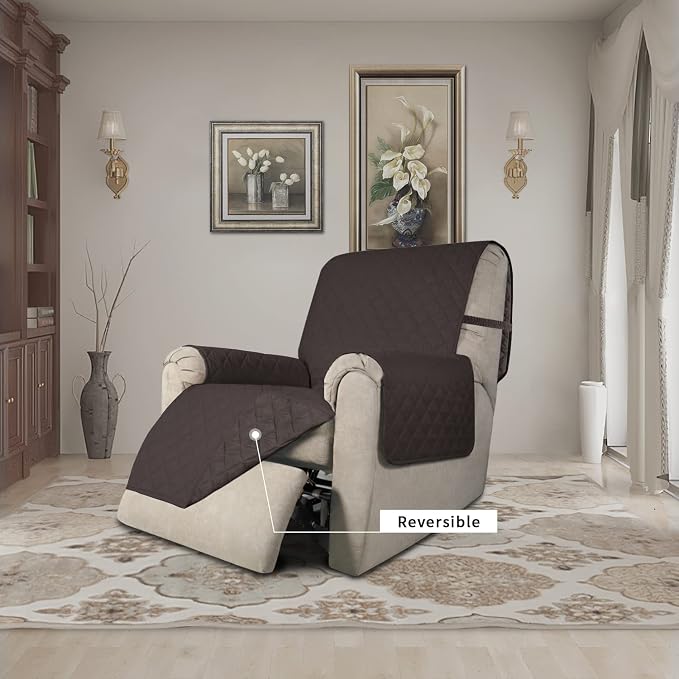 Easy-Going Reversible Couch Cover, Recliner 22 in, Chocolate/Chocolate | Machine Washable Slipcover For Dogs, Water Resistant Furniture Mat For Living Room, Non-Slip Sofa Cover, Pet Friendly