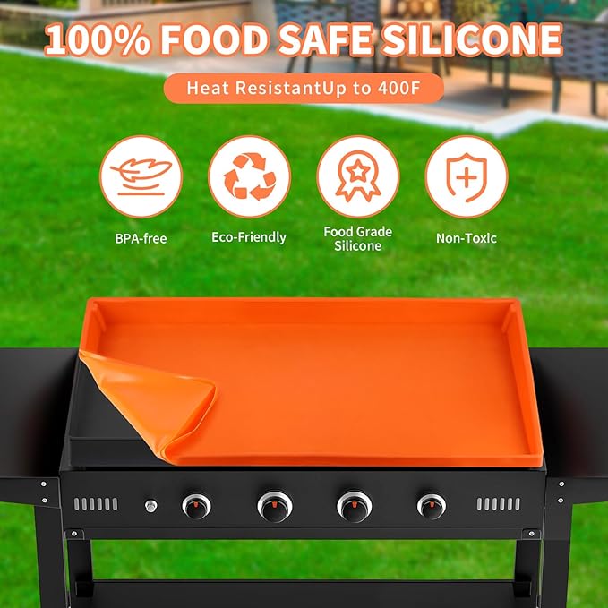Snuggery 36 Inch Silicone Griddle Mat for Blackstone Griddle - Full Edge Waterproof Grill Lid Pad, Dust & Rust Protection, Heavy Duty Rubber Top - BBQ Buddy Cover for Outdoor Flat Top Grill