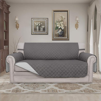 Easy-Going Sofa Slipcover Reversible Loveseat Sofa Cover Couch Cover for 2 Cushion Couch Furniture Protector with Elastic Straps for Pets Kids Dog Cat (Oversized Loveseat, Gray/Light Gray) | Oversized Loveseat Slipcover For Dogs, Water Resistant Mat, L...
