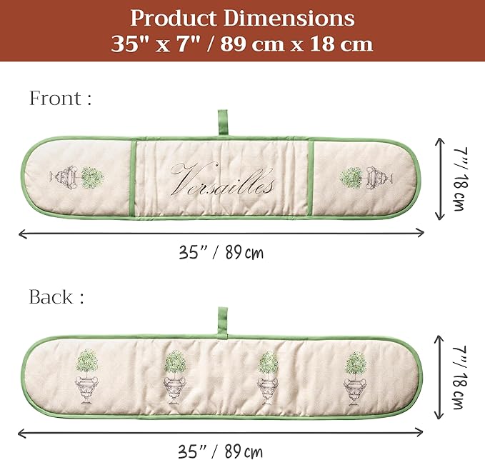 Maison d' Hermine Double Oven Mitts 100% Cotton 7"x35" Double Oven Mitt Heat Resistant BBQ Cooking Gloves with Loop Baking Grilling Kitchen Hotel Home Farmhouse Spring Summer (Jardin Du Roy)