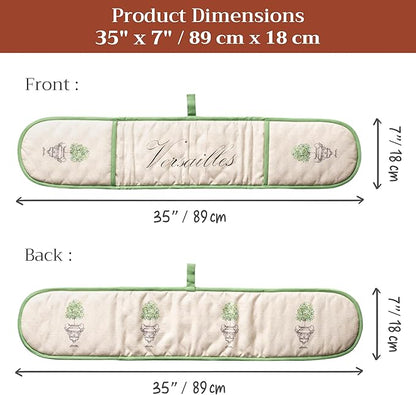 Maison d' Hermine Double Oven Mitts 100% Cotton 7"x35" Double Oven Mitt Heat Resistant BBQ Cooking Gloves with Loop Baking Grilling Kitchen Hotel Home Farmhouse Spring Summer (Jardin Du Roy)