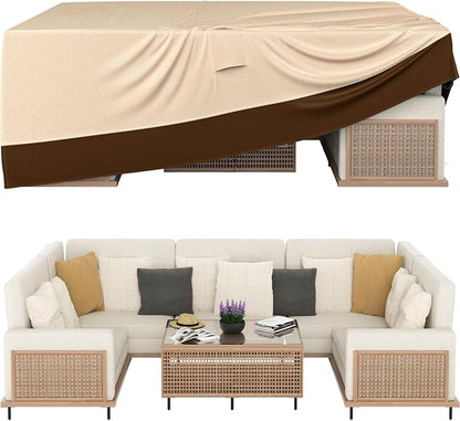 Patio Furniture Covers, Outdoor Furniture Cover Waterproof, General Purpose, Outside Table and Chair Covers, Heavy Duty 600D (86 Inch L x 44 Inch W x 27.8 Inch H)-Brown