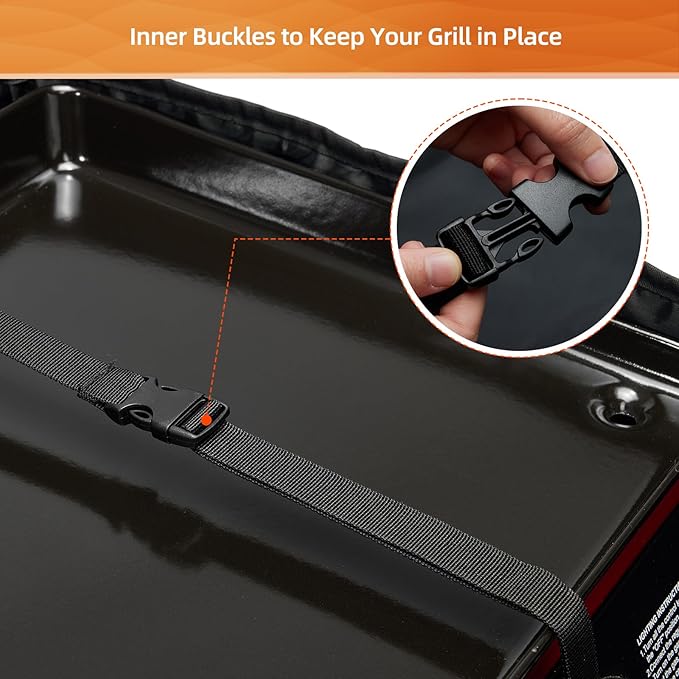 NOELIFE Portable Grill Carry Bag for Royal Gourmet PD1301R/ PD1301S Tabletop Grill, 24 Inch 3-Burner Flat Top Griddle Carry Case, Outdoor Water-Resistant Camping Griddle Accessories, Black (Bag Only)