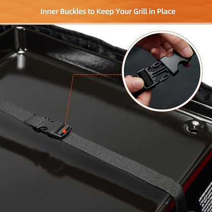 NOELIFE Portable Grill Carry Bag for Royal Gourmet PD1301R/ PD1301S Tabletop Grill, 24 Inch 3-Burner Flat Top Griddle Carry Case, Outdoor Water-Resistant Camping Griddle Accessories, Black (Bag Only)