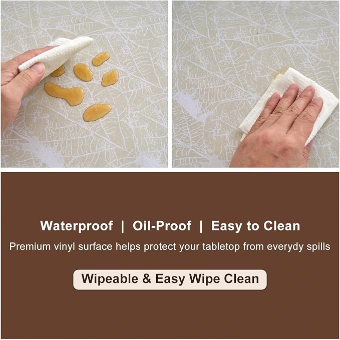 LIBERECOO Heavy Duty Vinyl Tablecloth with Flannel Backing Waterproof Oil-Proof Plastic Table Cloth Stain-Resistant Wipeable Rectangle or Square Table Cover for Indoor and Outdoor 60 x 102 Inch