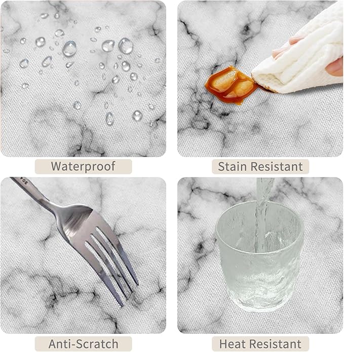 52x70inches White Marble Tablecloth Black Grey Marbling Granite Surface Texture Decorative Table Cloth Waterproof Stain & Wrinkle Resistant Table Cover for Kitchen Dinning Party Supplies