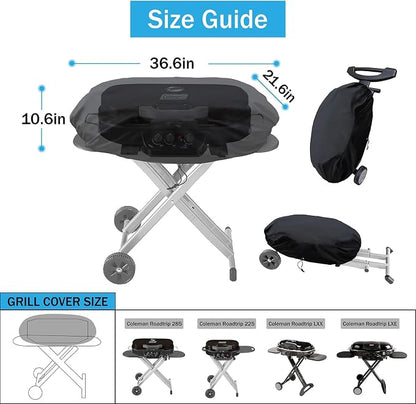 Heavy Duty Portable Grill Cover for Coleman Roadtrip 285/LX/LXX/LXE and Smoke Hollow 205 Grills, Outdoor Small Grill Cover, Grill Accessories for Coleman, Waterproof, All-Weather