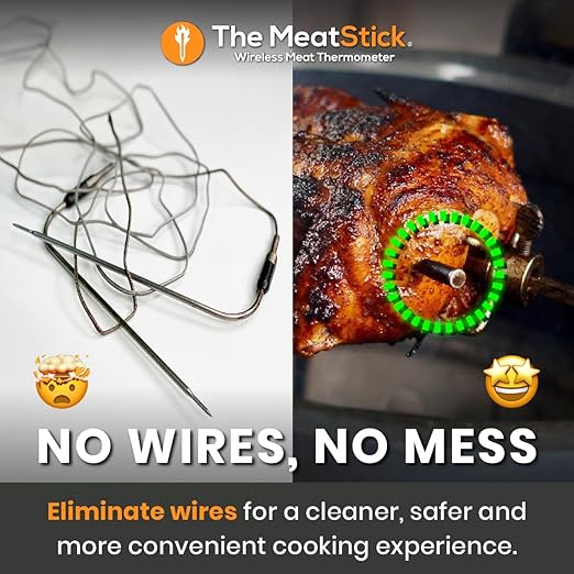 MeatStick WiFi Kit [Unlimited Range] | Duo Sensors Smart Wireless Meat Thermometer with Bluetooth | for Smoking, Grilling, BBQ, Air Fryer, Deep Frying, Oven, Sous Vide, Rotisserie