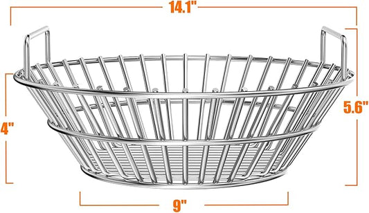 onlyfire Upgraded Stainless Steel Charcoal Ash Basket, Fits Large BGE, Kamado Joe Classic, Vision Classic B, Vision Pro S-Series & Similar Kamado Grills