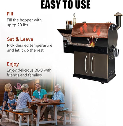 Z GRILLS Wood Pellet Grill Smoker with PID Control, Rain Cover, 700 sq. in Cooking Area for Outdoor BBQ, Smoke, Bake and Roast, 700D
