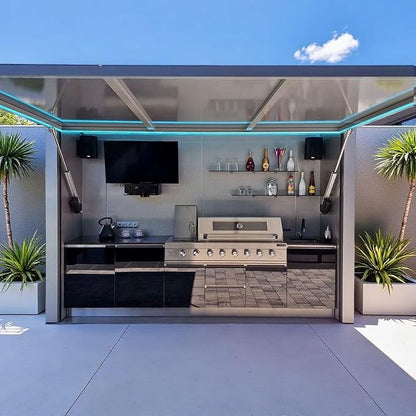 Modular Outdoor Kitchen Pod – Stainless Steel BBQ Cabinet with Grill, Prefab Garden & Patio Cooking Station for Coastal, Extreme Weather, Summer Camping and Family BBQ