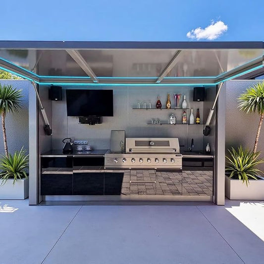 Modular Outdoor Kitchen Pod – Stainless Steel BBQ Cabinet with Grill, Prefab Garden & Patio Cooking Station for Coastal, Extreme Weather, Summer Camping and Family BBQ