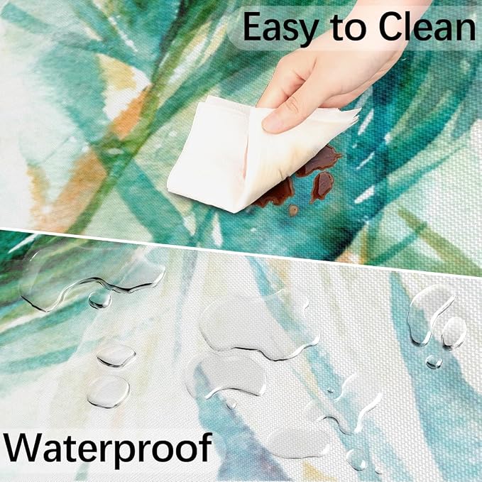 Fitted Round Tablecloth with Umbrella Hole and Zipper Tropical Trees Outdoor Elastic Table Cloth 45"-56" Oil-Proof Waterproof Abstract Tree Patio Table Cover for Picnic Party