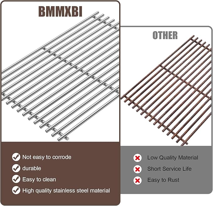 74037 Non-Stick Grill Grates for Pit Boss PB340 PB440 Series Wood Pellet Grills Accessories, Stainless Steel Replacement Cooking Grid for Pit Boss Replacement Parts PB440D2,Mahogany 440,2-Pack