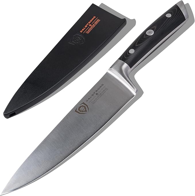 Dalstrong 8" Chef Knife — Forged High-Carbon German Steel, Full-Tang, Hand-Polished 16–18° Edge — Gladiator Series ELITE For Daily Home Cooking, BBQ Prep & Professional Kitchens — G-10, NSF