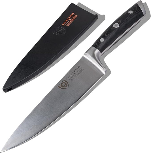 Dalstrong 8" Chef Knife — Forged High-Carbon German Steel, Full-Tang, Hand-Polished 16–18° Edge — Gladiator Series ELITE For Daily Home Cooking, BBQ Prep & Professional Kitchens — G-10, NSF