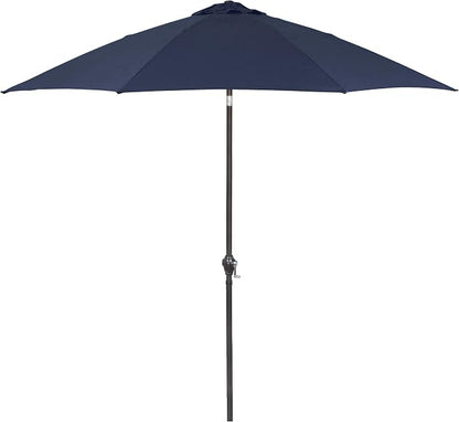 Sunline 9 ft Patio Umbrella with Crank & Push Button Tilt, Outdoor Market Umbrella with UV Protection & Wind Vent and Fiberglass Ribs, Metal Frame for Deck, Pool & Table, Navy Blue