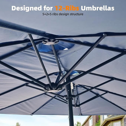15ft Double-sided Umbrella Replacement Canopy Cover,12 ribs Large Triple Parasol Top For Market Outdoor Patio Shades，Frame not Include