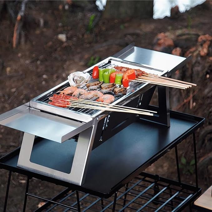 Charcoal Grills Stainless Steel Folding Barbecue Stove Home Outdoor Charcoal Skewers Portable Barbecue Grill Foldable Barbecue Stove Outdoor Grill