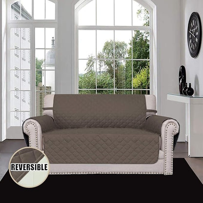 Easy-Going Reversible Couch Cover, 2 Cushion Sofa, Loveseat, Taupe/Ivory | Machine Washable Slipcover For Dogs, Water Resistant Furniture Mat For Living Room, Non-Slip Sofa Cover, Pet Friendly