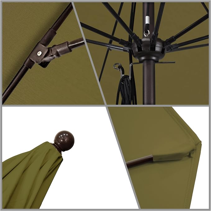 California Umbrella 11' Rd. Venture Series Contract Grade Patio Umbrella, Pulley Open, Bronze Finish, Sunbrella Cilantro