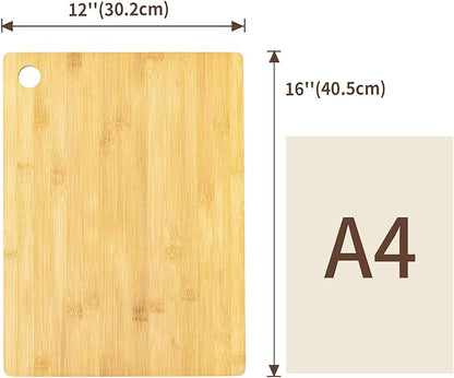 Utoplike Bamboo Cutting Board 16 x 12 inch, Wood Chopping Board for Kitchen, Meat, Vegetables, Butcher Block with Juice Groove, 0.55"Th