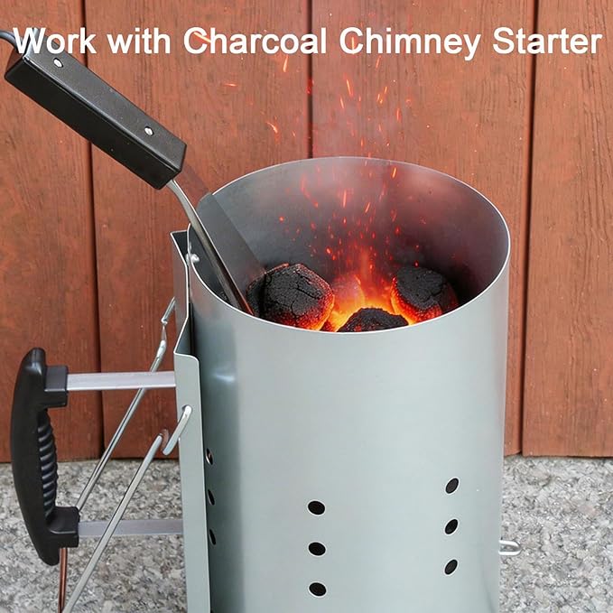 600W Electric Charcoal Starter Fire Lighter for BBQ Grill Smoker Fireplace, Firepit, Stove - Quickly Ignite Coals Briquettes Without Lighter Fluid or Matches - 29 Inch Power Cord