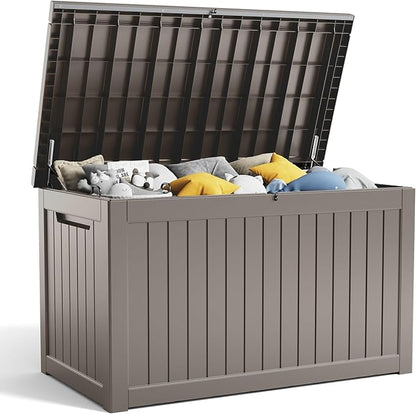 281 Gallon Outdoor Storage Box Lockable Waterproof Deck Box, Weatherproof UV-Resistant Durable Large Patio Storage Container for Patio Cushions, Garden Tool Pool Accessories, Furniture Pillow