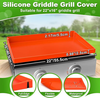 LOPNUR Full-Edge Silicone Grill Cover 22 Inch for Blackstone Griddle, Upgraded Heavy Duty Food Grade Silicone Mat for Blackstone Griddle Accessories, Protects Outdoor Grill from Dust and Rust Yearly