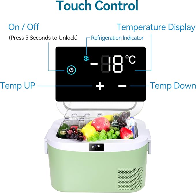 Megiu 12 Volt Refrigerator Portable Car Freezer 13.5 Quart (12.8 Liter) Compressor Cooler 12V/24V DC 110～240 Volt AC for Truck Van RV Camper SUV Boat Travel Camping Road Trips Tailgating -18℃~+15℃