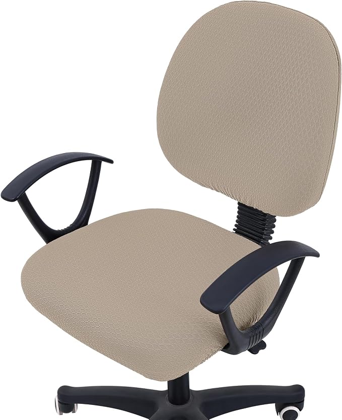 Smiry Office Computer Chair Covers for Desk Rotating Chair Protector | Stretch Jacquard Removable Washable Universal Slipcovers, Seat + Backrest Cover, Taupe