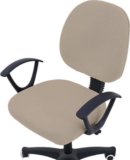 Smiry Office Computer Chair Covers for Desk Rotating Chair Protector | Stretch Jacquard Removable Washable Universal Slipcovers, Seat + Backrest Cover, Taupe