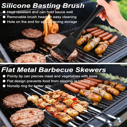POLIGO 26 PCS Grill Set Backyard BBQ Grill Accessories Stainless Steel Grill Utensils Set with Bag for Fathers Day Birthday - Camping BBQ Tools Grilling Tools Set Ideal Grilling Gifts for Men Women