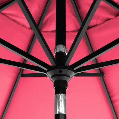 California Umbrella 12-Year-Non-Fading, 9Ft Premium Sunbrella Patio Umbrella, Hand-Crank, Button-Tilt, Black Frame, Hot Pink Fabric