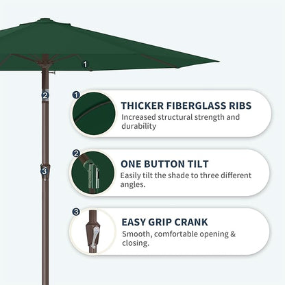 PatioKingdom 11FT Patio Umbrella,Outdoor Umbrella with Push Button Tilt and Crank,Market Table Umbrella with 8 Sturdy Fiberglass Ribs UV Protection