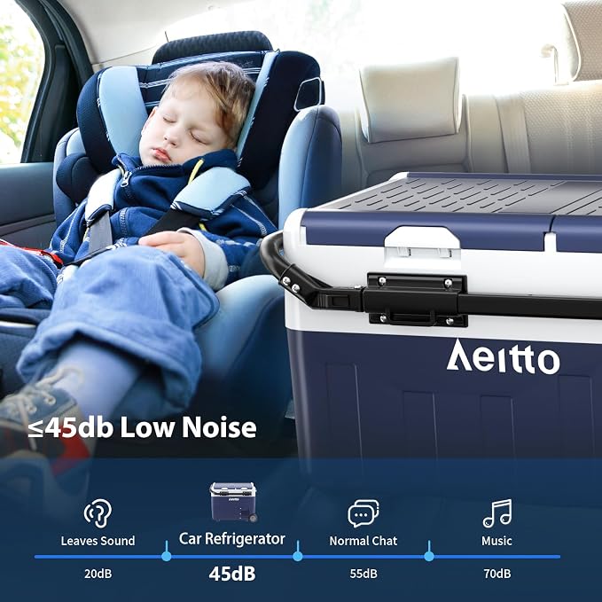 Aeitto 12 Volt Car Refrigerator, 32QT(30L) Dual Zone Portable Car Fridge Freezer -4℉-68℉ Electric Cooler Dual Temp Control Cooling Freezing 12/24V DC & 100-240V AC for Travel, Camping, RV, Road, Home