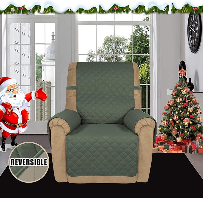 Easy-Going Reversible Couch Cover, Recliner 19 in, Greyish Green/Beige | Machine Washable Slipcover For Dogs, Water Resistant Furniture Mat For Living Room, Non-Slip Sofa Cover, Pet Friendly