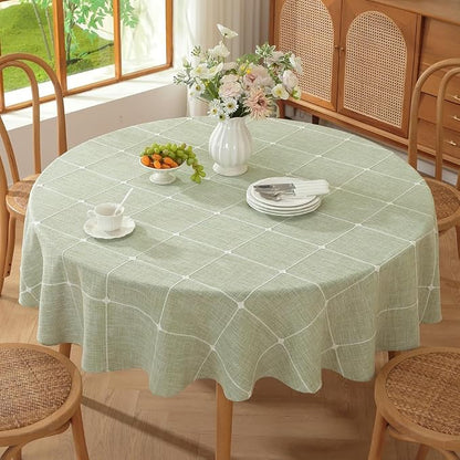 TruDelve Round Tablecloth 60 Inch Green Fabric Farmhouse Cloth Tablecloths Circle Outdoor Picnic Table Cloth Round Cover (Green,60",Round)