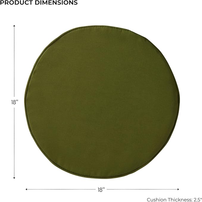 Set of 2 Outdoor 18 inch Round Patio Dining Chair Pads – Comfortable Fiber-Filled Seat Cushions with Ties, Reversible Polyester Fabric - Hunter Green